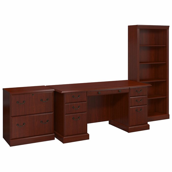 Gracie Oaks Magomed Piece Rectangle Computer Desk Office Set